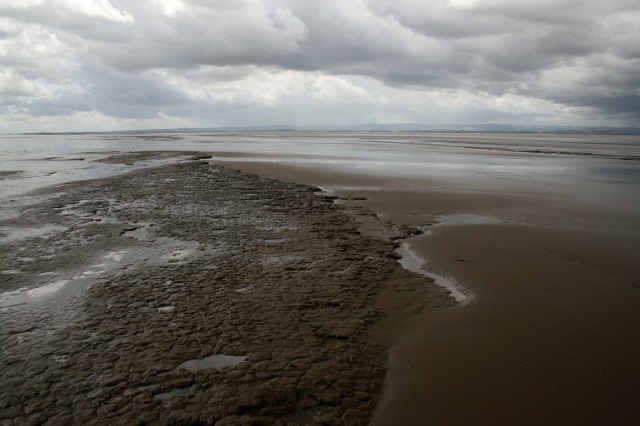 An area of mud on the beach at Brean